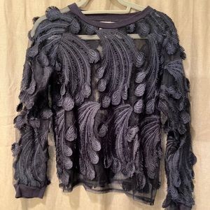 Anthropology Pepin Navy Top